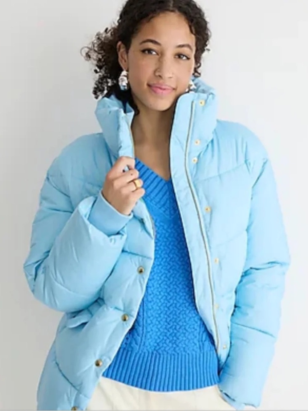 J. Crew Light Blue Women's Puffer Coat